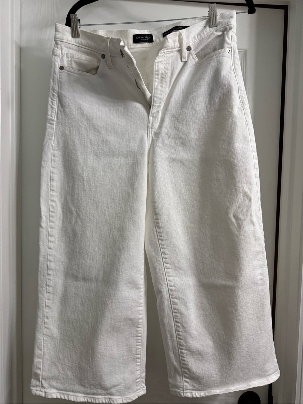 Banana Republic White Cropped Wide-Leg Jeans